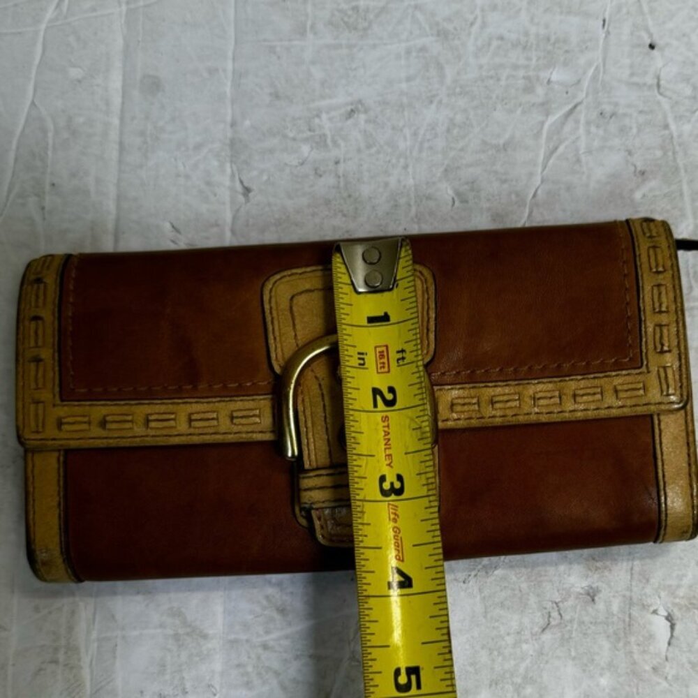 Coach Vintage Soho Leather Wallet Topstitch Neutral Buckle Logo Clutch Organizer - Picture 16 of 16